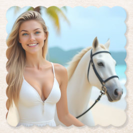 Een rustig moment met Helena's paard Kartonnen Onderzetters