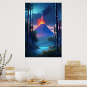 Een rustige avond onderbroken door de vulkaan poster (Keuken)