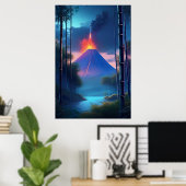 Een rustige avond onderbroken door de vulkaan poster (Thuiskantoor)