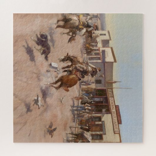 “Een rustige dag in Utica” van Charles M Russell Legpuzzel (Horizontaal)