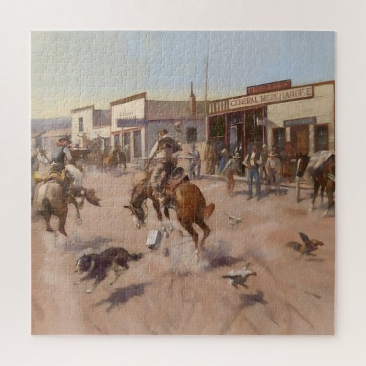 “Een rustige dag in Utica” van Charles M Russell Legpuzzel (Verticaal)