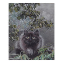 Een rustige plek - Kitten en Spiderweb Poster