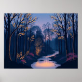 Een rustige schemering in het betoverde bos poster (Voorkant)
