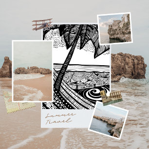 Een rustige strand hangmat inktprint foto afdruk