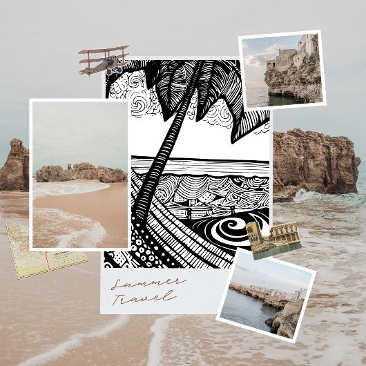 Een rustige strand hangmat inktprint foto afdruk