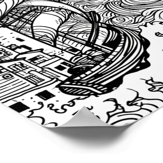 Een rustige strand hangmat print kunst (Hoek)