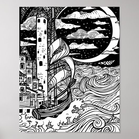 Een rustige strand hangmat print kunst (Voorkant)