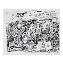 Een 's nachts thuisglanzend poster