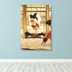 Een saaie geschiedenis van James Tissot, Vintage F Canvas Afdruk