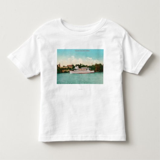 Een Sacramento River Scene met een Riverboat Kinder Shirts (Voorkant)