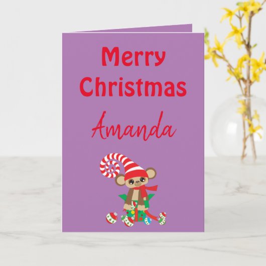 Een Safari-apenkerstkaart Kaart (Gele Bloem)