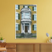 Een Safford Porch, een Salem Doorway Canvas Afdruk (Insitu (Woonkamer))