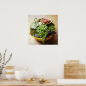 Een salad Bowl van Succulenten Poster (Keuken)