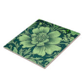 Een saliegroene vintage bloem tegeltje (Zijkant)
