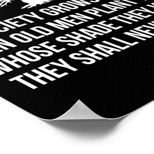 Een samenleving groeit geweldig als oude mannen bo poster (Hoek)