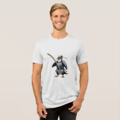 Een samoerai pinguïn Tri-Blend shirt (Voorkant volledig)