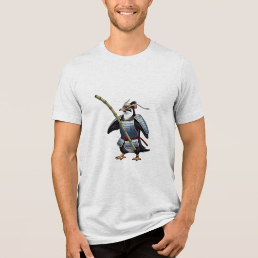 Een samoerai pinguïn Tri-Blend shirt (Voorkant)