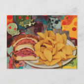 Een sandwich en chips collage briefkaart (Voorkant)