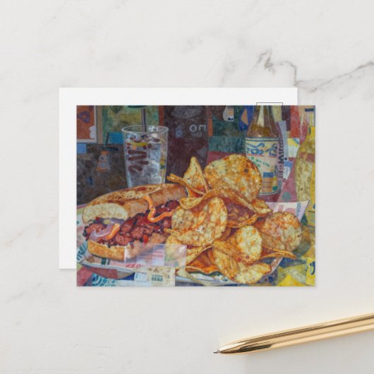 Een sandwich en chips collage briefkaart (Voorkant / Achterkant in situ)