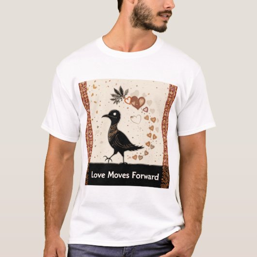 Een Sankofa vogel met een hart in zijn snavel, T-shirt (Voorkant)