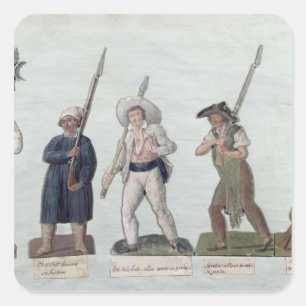 Een Sans Culotte met zijn Pike, een Carter Vierkante Sticker