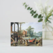 Een Satire van de Folly van Tulip Mania Briefkaart (Staand voorkant)