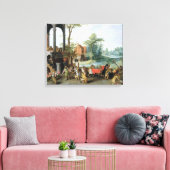 Een Satire van de Folly van Tulip Mania Canvas Afdruk (Insitu (Woonkamer))