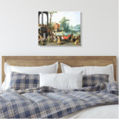 Een Satire van de Folly van Tulip Mania Canvas Afdruk (Insitu (Slaapkamer))