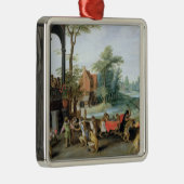 Een Satire van de Folly van Tulip Mania Metalen Ornament (Rechts)