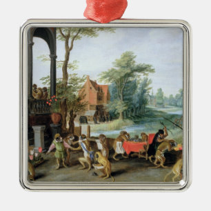 Een Satire van de Folly van Tulip Mania Metalen Ornament
