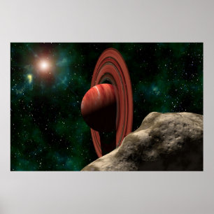  Een Saturnus-achtige planeet Poster