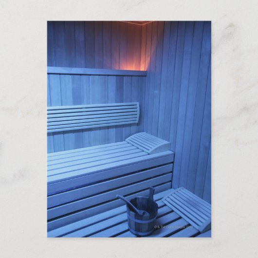 Een sauna in blauw licht, Zweden Briefkaart (Voorkant)