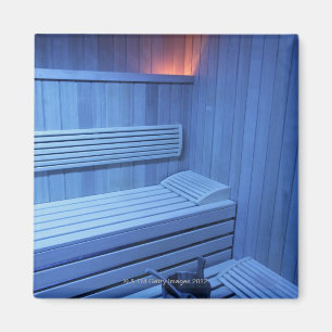 Een sauna in blauw licht, Zweden. Magneet