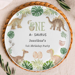 Een Saurus 1st Birthday Paper Bord