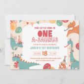 Een Saurus verjaardagsuitnodiging. Onze kleine din Kaart (Voorkant)