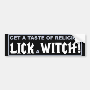 Een saus voor religie - Lick a Witch Bumpersticker