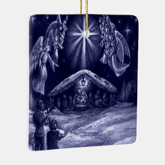 Een Savior is geboren! Keramisch Ornament (Rechts)