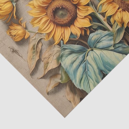 Een scala aan zonnebloemen en knoppen tissuepapier (Detail)