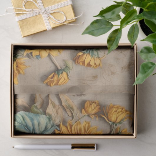 Een scala aan zonnebloemen en knoppen tissuepapier (Geschenk)