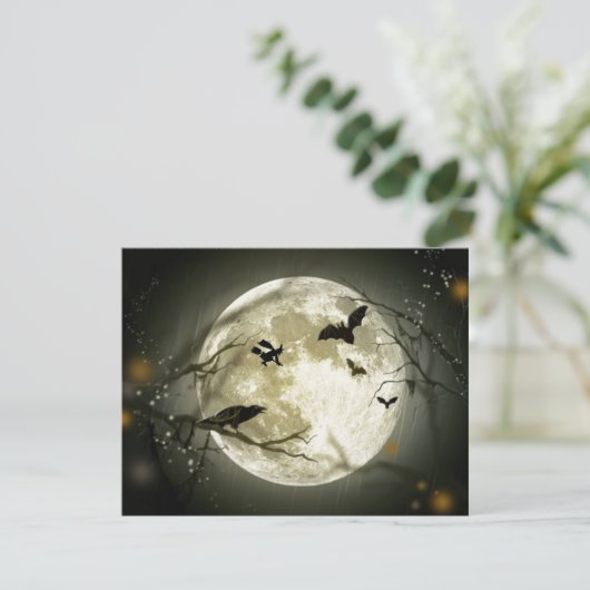 Een Scary Witchy Moon Uitnodiging (Staand voorkant)