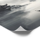 Een scène die een Chinees landschap en een boot af Poster (Hoek)