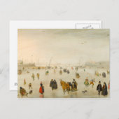Een scène op het ijs door Hendrick Avercamp Briefk Briefkaart (Voorkant / Achterkant)