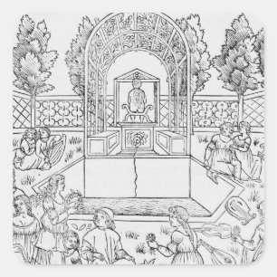 Een scène uit het decameron vierkante sticker