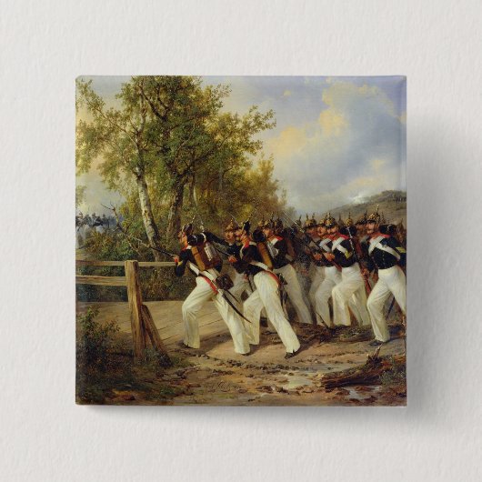 Een Scene uit het leven van de soldaat, 1849 Vierkante Button 5,1 Cm (Voorkant)