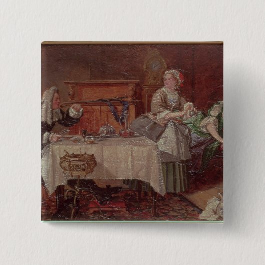 Een scène uit 'Tartuffe' door Moliere, 1850 Vierkante Button 5,1 Cm (Voorkant)