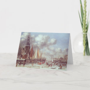 Een scène van de Winter in Amsterdam Feestdagen Kaart