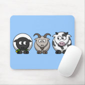 Een schaap, een geit en een koe muismat (Met muis)