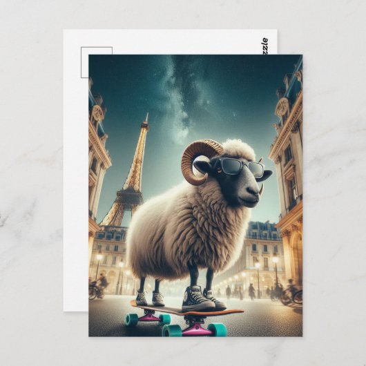 Een schaap in de stad briefkaart (Voorkant / Achterkant)