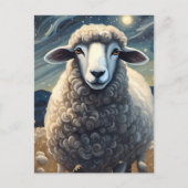 Een schaap in de Sterrennacht Briefkaart (Voorkant)