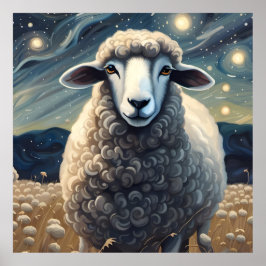 Een schaap in de Sterrennacht Poster